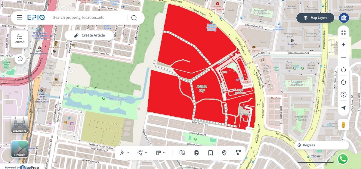 The Westin Puchong will serve as the hospitality anchor of IOI Rio City (in red) (source: EPIQ)