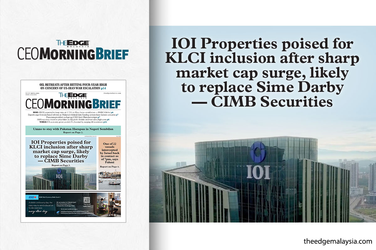 IOI Properties poised for KLCI inclusion after sharp market cap surge, likely to replace Sime Darby — CIMB Securities