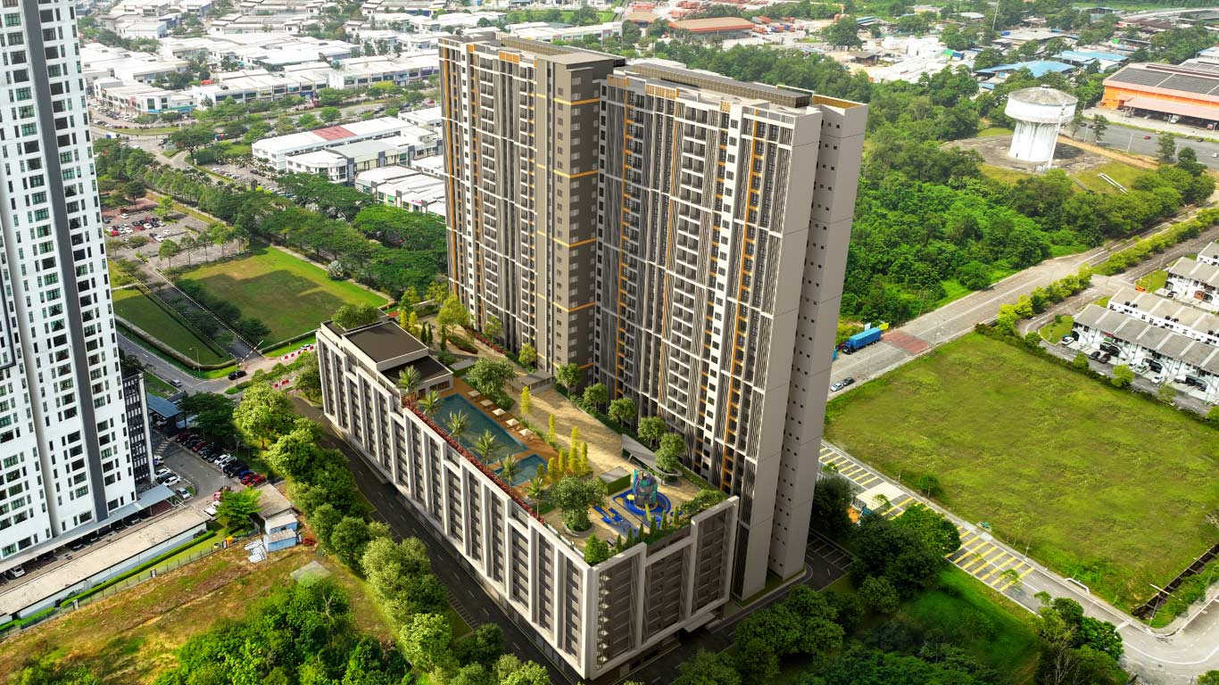 Artist's Impression: Aerial View for i-nova, SOHO @ Johor Bahru