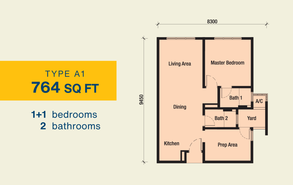 2Rio Residence Type A1 Floor Plan