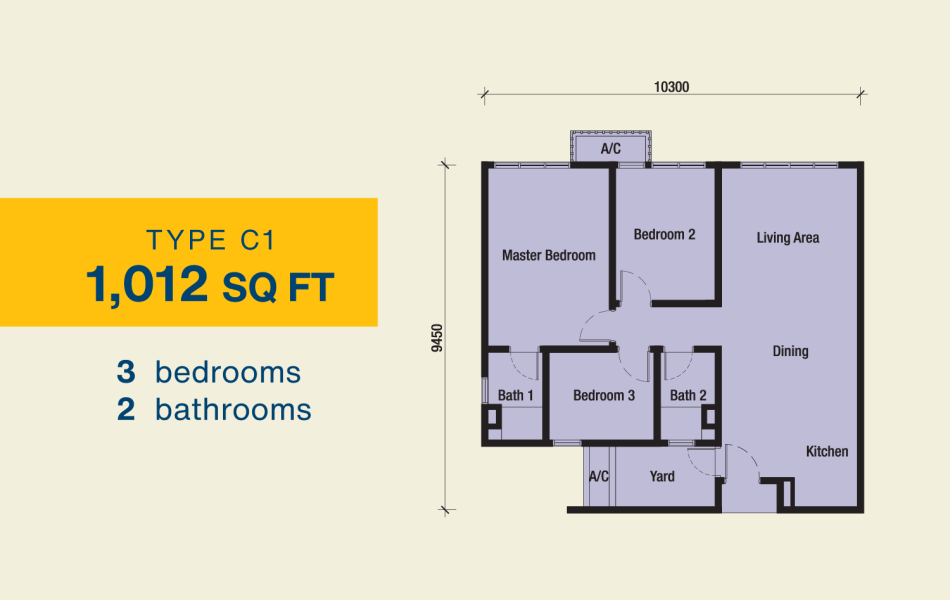 2Rio Residence Type C1 Floor Plan