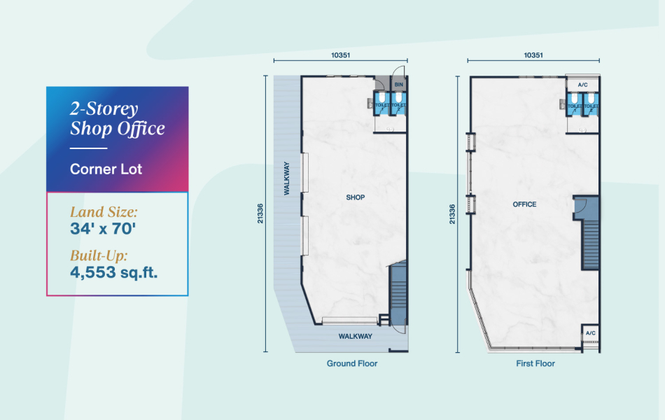 Kempas Square Floor Plan for 2-Storey: Corner Lot