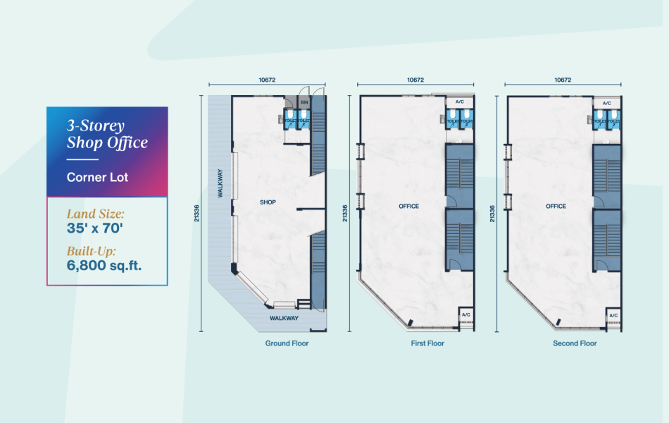 Kempas Square Floor Plan for 3-Storey: Corner Lot